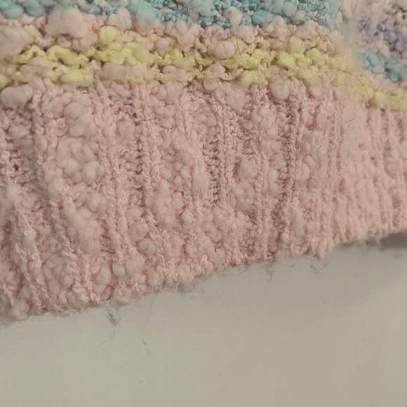 Vintage Pastel Striped Chunky Knit Women's Sweater Cozycore - Picture 5 of 6